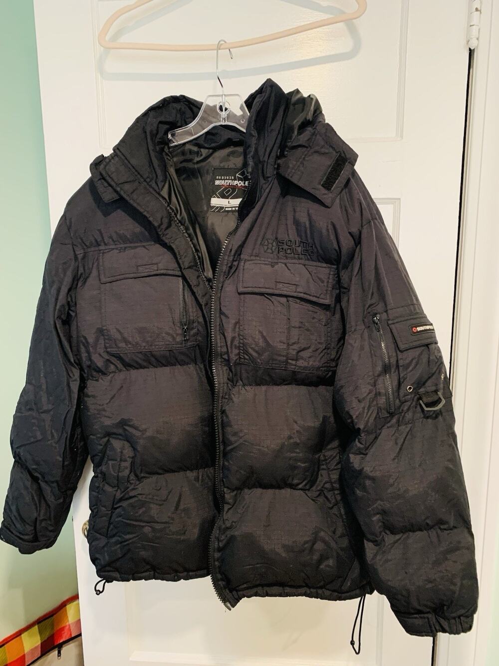 South Pole Heavy Zip Up Duck Down Feather Vintage Puffer Jacket Streetwear Large